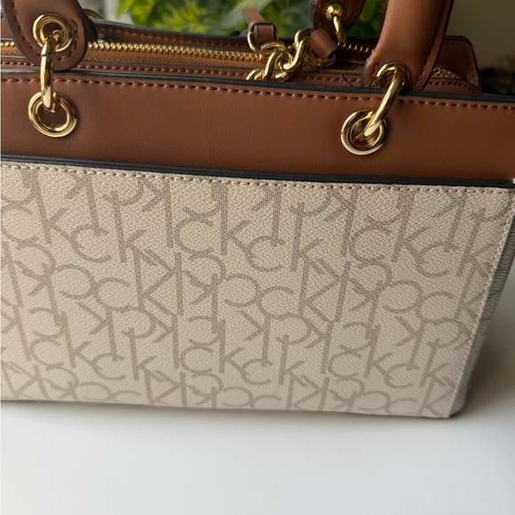 Calvin Klein Monogram Tan and Brown Satchel. NWT - Picture 3 of 9